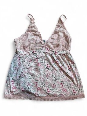 Laura Ashley Pink Floral Lace Trim Tank Top